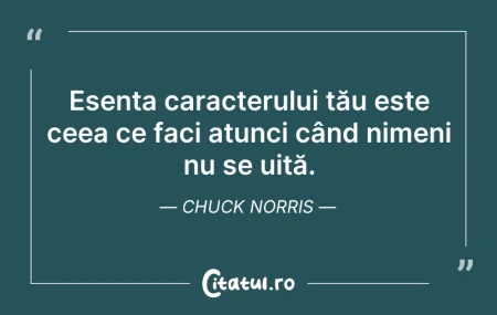 Citeste si: Esența caracterului tău este ceea ce fac...