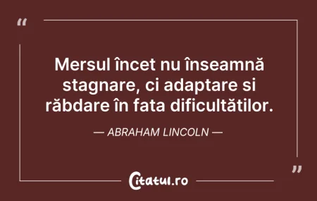 Citeste si: Mersul încet nu înseamnă stagnare, ci ad...