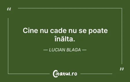Citeste si: Cine nu cade nu se poate înălța. Lucian ...