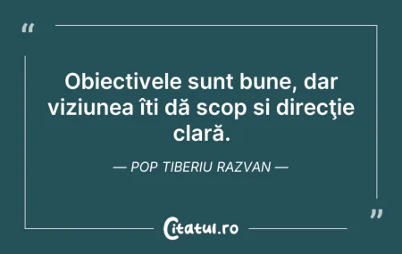 Citeste si: Obiectivele sunt bune, dar viziunea îți ...