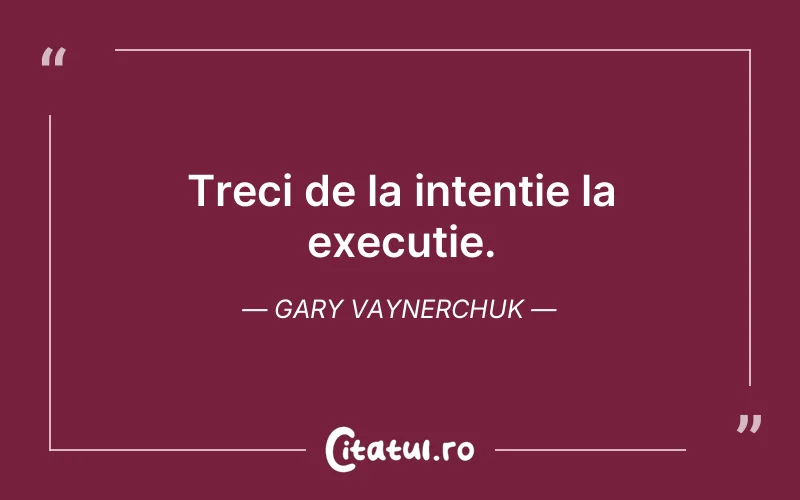 Treci de la intenție la execuție. Gary Vaynerchuk