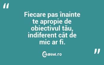 Fiecare pas înainte te apropie de obiectivul tău, indiferent cât de mic ar fi. ...