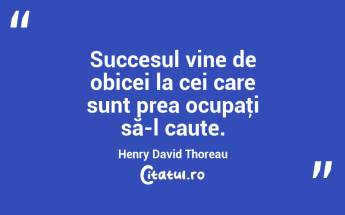Succesul vine de obicei la cei care sunt prea ocupaţi să-l caute. Henry David Thoreau...