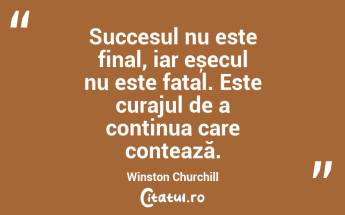 Succesul nu este final, iar eșecul nu este fatal. Este curajul de a continua care contează. Winston Churchill...