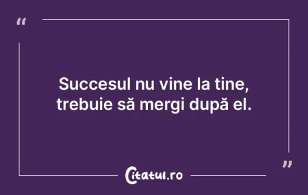 Succesul nu vine la tine, trebuie să me... Succesul nu vine la tine, trebuie să me...