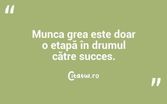 Munca grea este doar o etapă în drumul către succes. ...