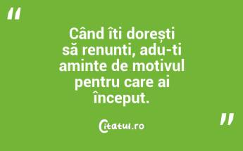 Când îți dorești să renunți, adu-ți aminte de motivul pentru care ai început. ...