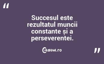 Succesul este rezultatul muncii constante și a perseverenței. ...