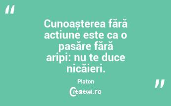 Cunoașterea fără acțiune este ca o pasăre fără aripi: nu te duce nicăieri. Platon...