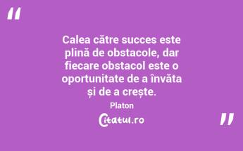 Calea către succes este plină de obstacole, dar fiecare obstacol este o oportunitate de a învăța și de a crește. Platon...