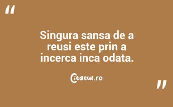 Singura sansa de a reusi este prin a incerca inca odata....