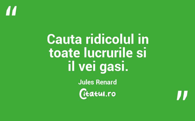 Cauta ridicolul in toate lucrurile si il vei gasi. Jules Renard