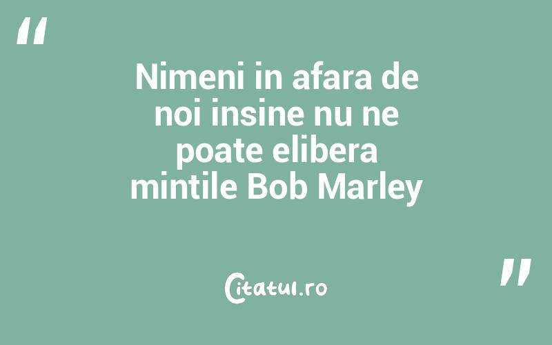 Nimeni in afara de noi insine nu ne poate elibera mintile Bob Marley