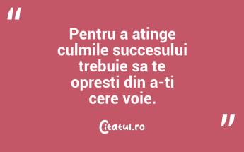 Pentru a atinge culmile succesului trebuie sa te opresti din a-ti cere voie.  ...