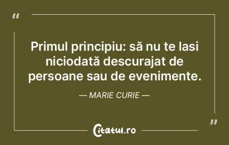 Primul principiu: să nu te lași niciod...