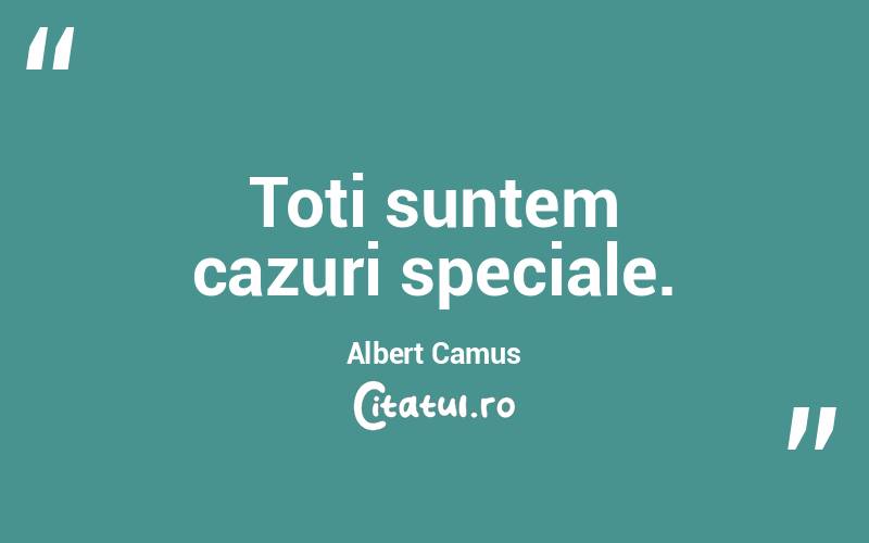 Toți suntem cazuri speciale. Albert Camus
