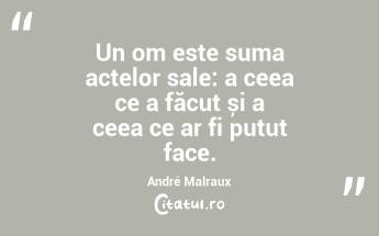 Un om este suma actelor sale: a ceea ce a făcut și a ceea ce ar fi putut face. André Malraux...
