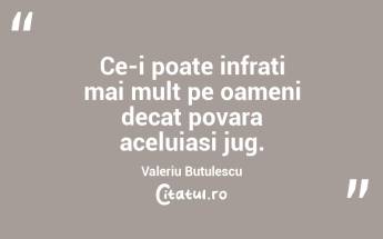 Ce-i poate infrati mai mult pe oameni decat povara aceluiasi jug. Valeriu Butulescu...