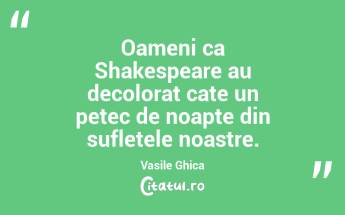 Oameni ca Shakespeare au decolorat cate un petec de noapte din sufletele noastre. Vasile Ghica...