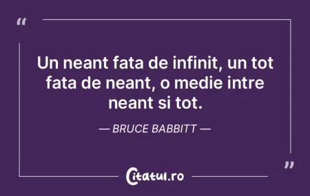 Un neant fata de infinit, un tot fata de...