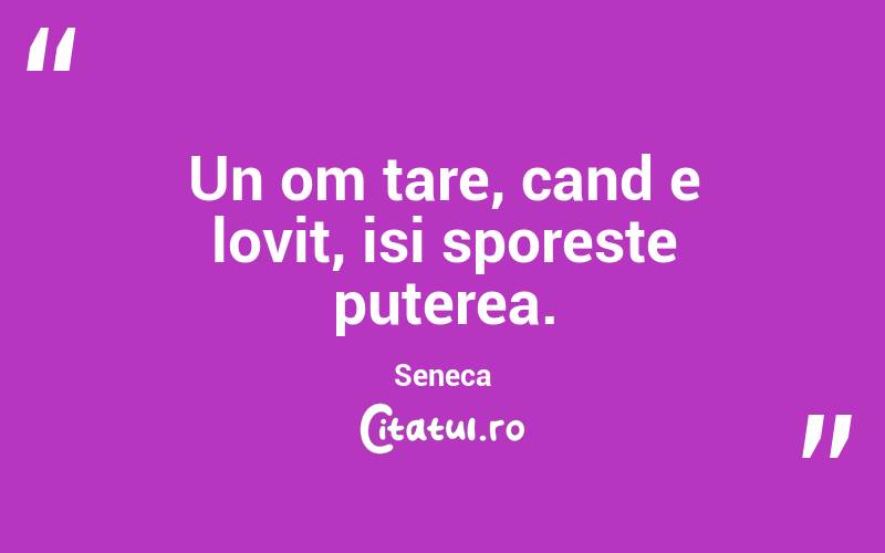 Un om tare, cand e lovit, isi sporeste puterea. Seneca