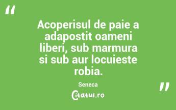Acoperisul de paie a adapostit oameni liberi, sub marmura si sub aur locuieste robia. Seneca...