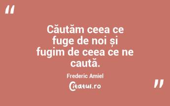 Căutăm ceea ce fuge de noi și fugim de ceea ce ne caută. Frederic Amiel...