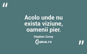 Acolo unde nu exista viziune, oamenii pier. Stephen Covey...