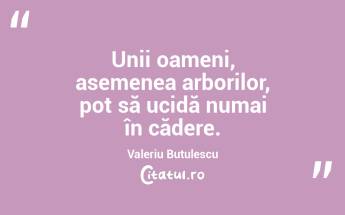 Unii oameni, asemenea arborilor, pot să ucidă numai în cădere. Valeriu Butulescu...