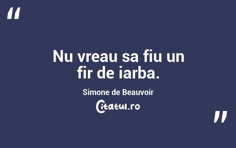 Nu vreau sa fiu un fir de iarba. Simone de Beauvoir
