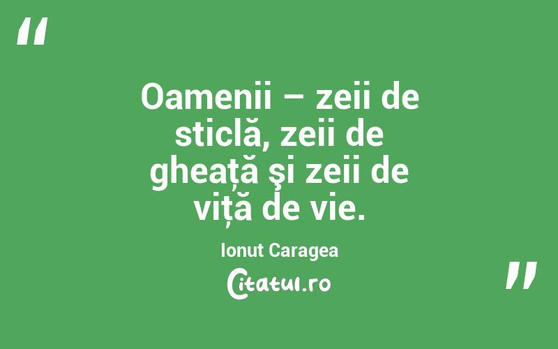 Oamenii – zeii de sticlă, zeii de gheaţă şi zeii de viţă de vie. Ionuț Caragea
