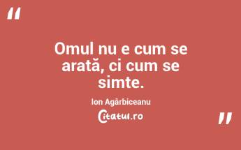 Omul nu e cum se arată, ci cum se simte. Ion Agârbiceanu...