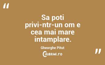 Sa poti privi-ntr-un om e cea mai mare intamplare. Gheorghe Pitut...