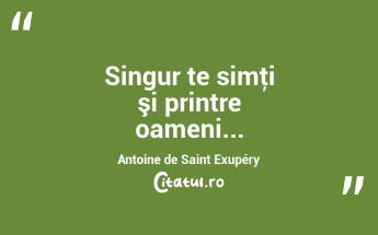 Singur te simţi şi printre oameni... Antoine de Saint Exupéry...