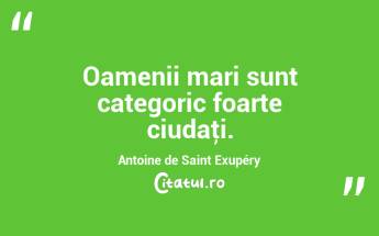Oamenii mari sunt categoric foarte ciudaţi. Antoine de Saint Exupéry...