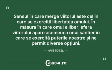  Sensul în care merge viitorul este cel...