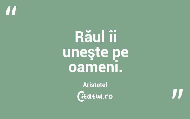 Răul îi uneşte pe oameni. Aristotel
