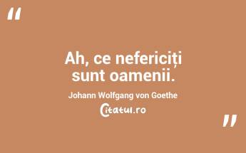 Ah, ce nefericiţi sunt oamenii. Johann Wolfgang von Goethe...