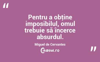 Pentru a obţine imposibilul, omul trebuie să încerce absurdul. Miguel de Cervantes...