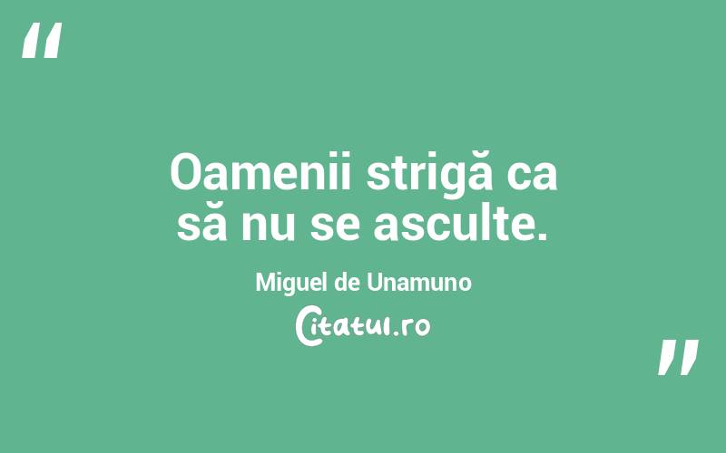 Oamenii strigă ca să nu se asculte. Miguel de Unamuno
