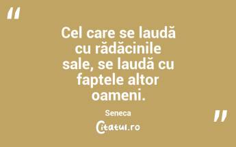 Cel care se laudă cu rădăcinile sale, se laudă cu faptele altor oameni. Seneca...