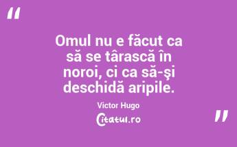 Omul nu e făcut ca să se târască în noroi, ci ca să-şi deschidă aripile. Victor Hugo...