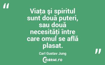 Viaţa şi spiritul sunt două puteri, sau două necesităţi între care omul se află plasat. Carl Gustav Jung...