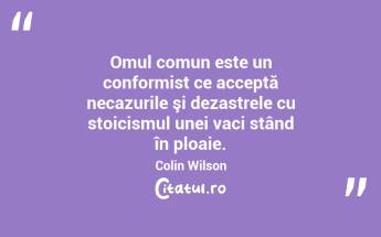 Omul comun este un conformist ce acceptă necazurile şi dezastrele cu stoicismul unei vaci stând în ploaie. Colin Wilson...
