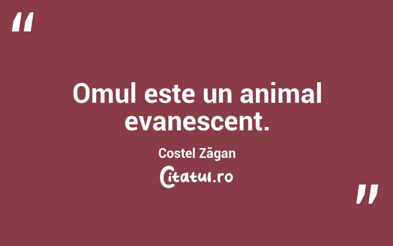 Omul este un animal evanescent. Costel Zăgan
