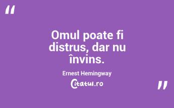  Omul poate fi distrus, dar nu învins. Ernest Hemingway...