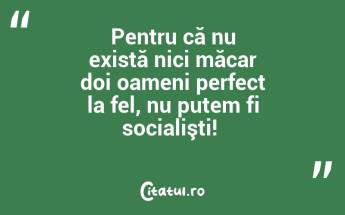 Pentru că nu există nici măcar doi oameni perfect la fel, nu putem fi socialişti! ...