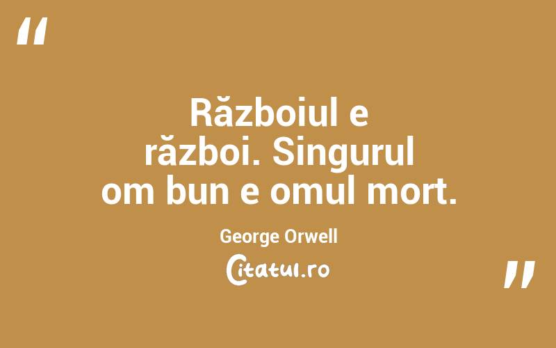 Războiul e război. Singurul om bun e omul mort. George Orwell

