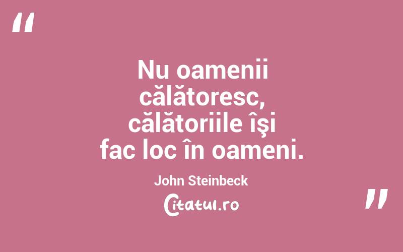 Nu oamenii călătoresc, călătoriile îşi fac loc în oameni. John Steinbeck
