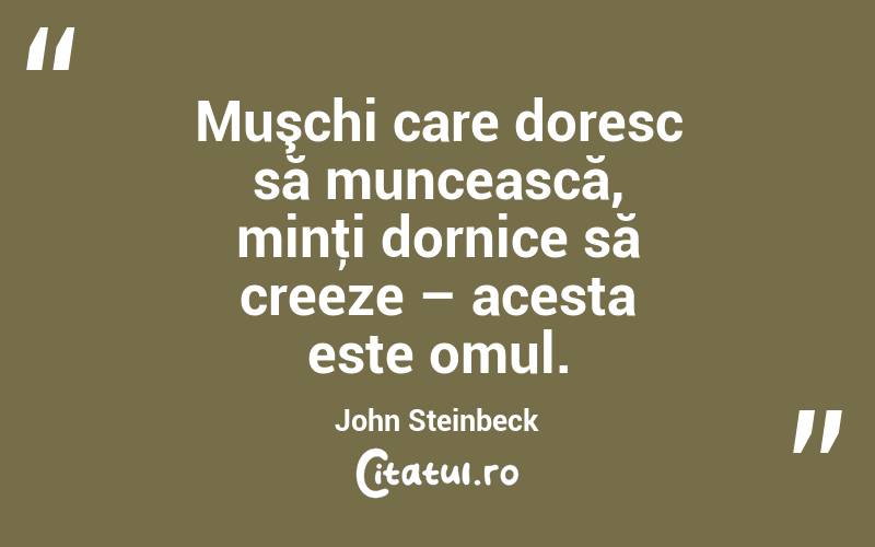 Muşchi care doresc să muncească, minţi dornice să creeze – acesta este omul. John Steinbeck
